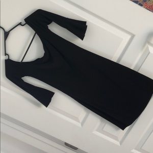 Black off the shoulder mini dress